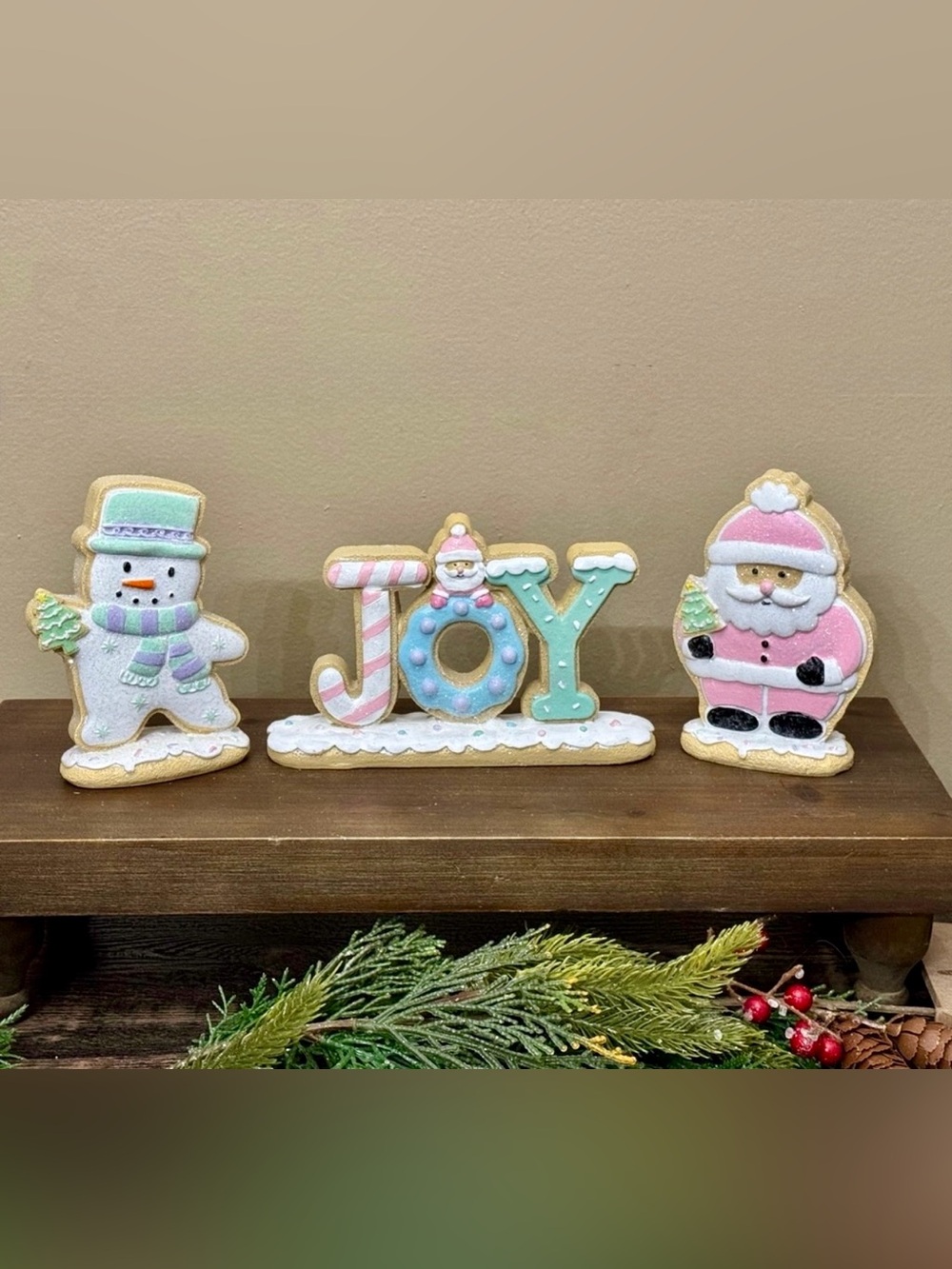 JOY Pastel Holiday Cookie Sign Décor - Unbranded